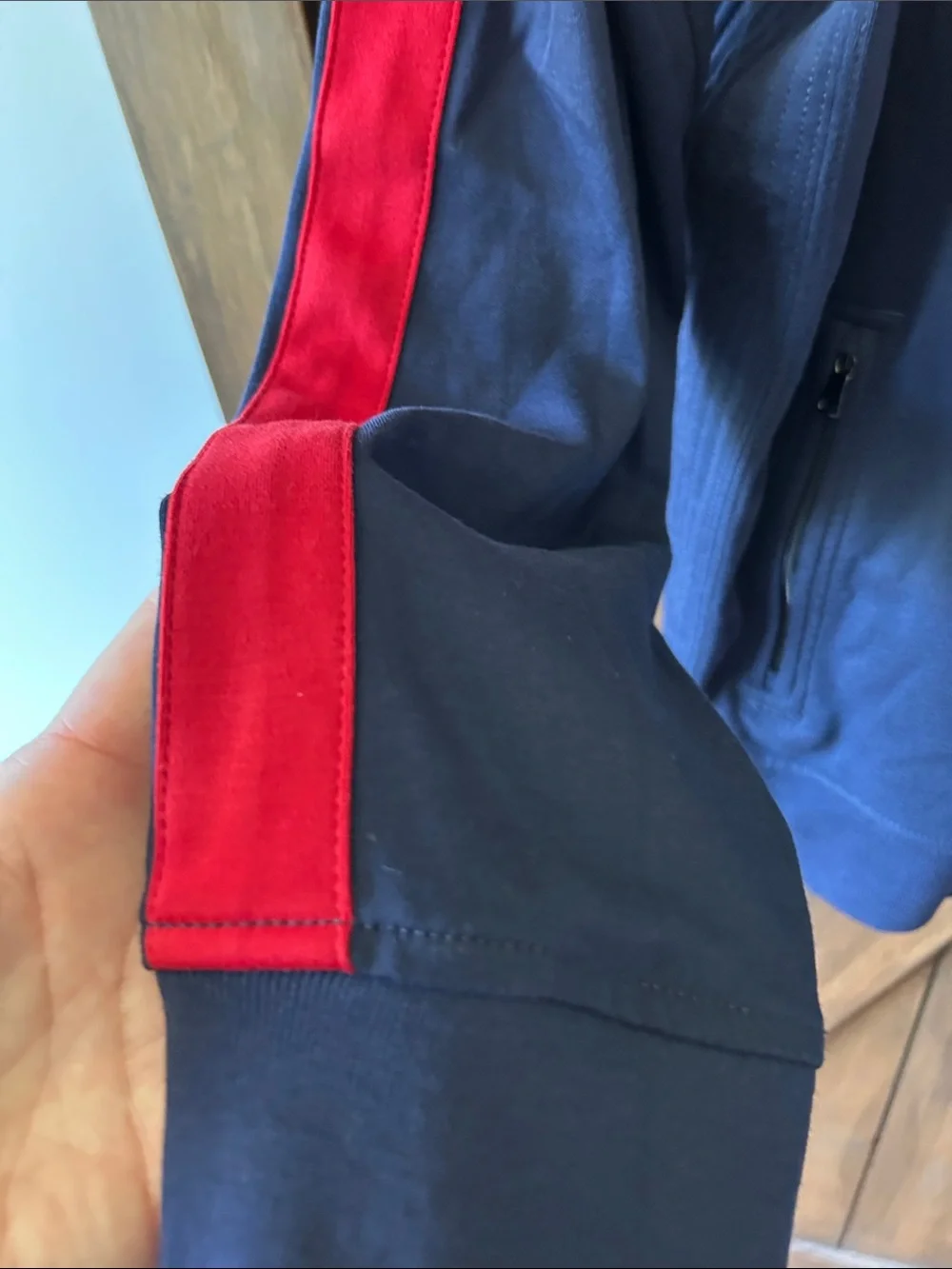 Ralph Lauren Navy Track Jacket with Red Shoulder Stripes XL